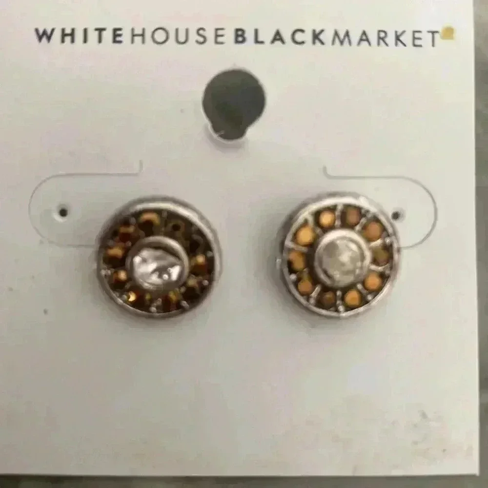 White House Black Market Round Gold Toned Earrings
